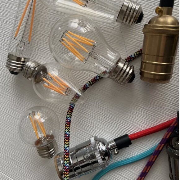 Colored Cords And Edison Bulbs Ceiling Fixture - Picture 6 of 7